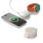 SATECHI OntheGo™ 3 in 1 Wireless Charger, 15W Qi2 Portable Travel Station with Fast Charging for iPhone 17–12, Apple Watch & AirPods, Sand (𝗨𝗦𝗕-𝗖 𝗖𝗵𝗮𝗿𝗴𝗲𝗿 𝗺𝗶𝗻 𝟯𝟲𝗪 𝗥𝗲𝗾𝘂𝗶𝗿𝗲𝗱)