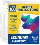 Samsill 100 Sheet Protectors, Standard Weight Clear Page Protectors for 3 Ring Binder, 1.97 MIL Thick Top Loading Document Protectors, Holds 10+ Sheets, Archival Safe/Acid Free, Box of 100
