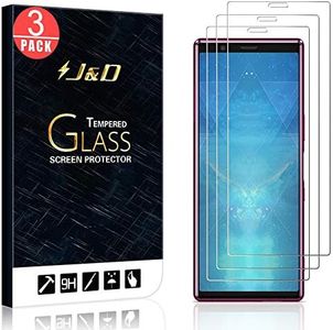 J&D Compatible pour Sony Xperia 5 Protection écran, 3 Pièces [Verre Trempé] [Non Couverture Complète] Protecteur d’Écran Clair HD pour Sony Xperia 5