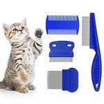 Flea Comb for Cat Dog, 4 PCS Flea Removal Lice Combs Fine Tooth Comb Grooming Set Remove Float Hair Tear Marks Tick Removal Tool