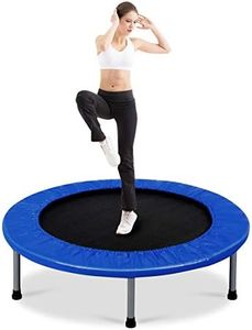 COSTWAY Mini Trampoline Set, 38" Foldable Fitness Bouncer with Padding & Springs Elastic Safe for Indoor Outdoor Exercise Workout, 150kg Weight Capacity (Blue)