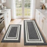 COSY HOMEER Kitchen Rugs Non-Slip 24x35/24x60 Inch Thick Polypropylene Standing Mat for Home Machine Washable, Black Frame