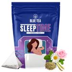 BLUE TEA - Sleep Time Tea - 30 Tea Bags - Plant Based | Helps with Insomnia, Snoring | Supports Deep Relaxation | Caffeine Free - Gluten Free | Chamomile, Spearmint, Lemongrass | Ziplock Pack