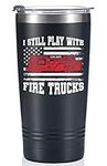 Onebttl Firefighter Gifts for Men, Fireman Retirement Gifts, Stainless Steel Firefighter Tumbler 20 oz Black - I Still Play With Fire Truck