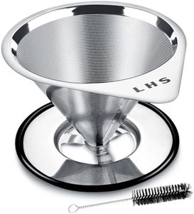 Pour Over Coffee Dripper Stainless Steel Slow Drip Coffee Filter Metal Cone Paperless Reusable Single Cup Coffee Maker with Non-Slip Cup Stand and Cleaning Brush 1-2 Cup Stainless Steel