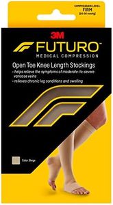 Futuro Open Toe Stocking, Unisex, Firm Compression, 20-30 mm/Hg, Helps Relieve Symptoms of Mild Varicose Veins, Medium Pair of 1