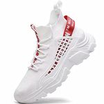 Fushiton Mens Trainers Running Shoes Hi Top Casual Shoes Fashion Sport Sneakers Walking Lightweight Breathable White