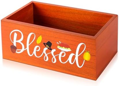 Wooden Thanksgiving Candy Bowl Fall Candy Dish Blessed Large Thanksgiving Candy Dish Holders Wood Serving Bowl Tableware for Fall Thanksgiving Parties Decorations Harvest Holiday Decor (Blessed)