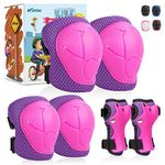 Kids Knee Pads with Gift Box,6 in 1 Protective Gear Set with Elbow Pads,Wrist Guard for Cycling Skateboard Roller Skating Scooter Bike BMX Ski Sports Boys Girls (Rose Red)