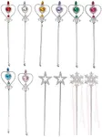 BLUE PANDA 12 Pack Fairy Princess Wand for Girls, Party Favors for Kids, Dress Up Accessories