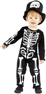 Amscan 9914824 - Kids Little Cute Skeleton Boy Halloween Fancy Dress Costume Age: 4-6 Yrs