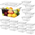 Didaey 16 Pcs 1/2 Size 6'' Deep Clear Food Pan with Lid Bulk, Polycarbonate Clear Food Pans Stackable Food Pan Commercial Storage Pan Acrylic Food Storage Container Hotel Pan for Kitchen