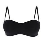 Cotonella Women's, Reggiseno A Fascia Simona in Morbida Microfibra, Imbottito Senza Ferretto E Con Spalline Removibili Bra, Black, 34B/M