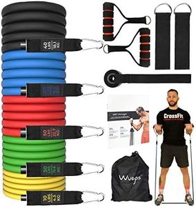 Bandas elasticas musculacion, Gomas elasticas Fitness, para Entrenar al Aire Libre Gym o en casa - 5 Cintas elásticas musculación/Manijas/Ancla de Puerta/Correas de Tobillo/Bolsa de Transporte
