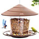 Hanizi Hanging Bird Feeder Squirrel Proof for Outdoor Wild Bird Seed, Outside, Garden Yard Decoration (Brown)