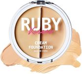 Ruby Kisses Cream Foundation 3D Face Creator 2-Color Foundation and Concealer, 12 Hour Wear Long Lasting, Medium to Full Coverage (Level 1)