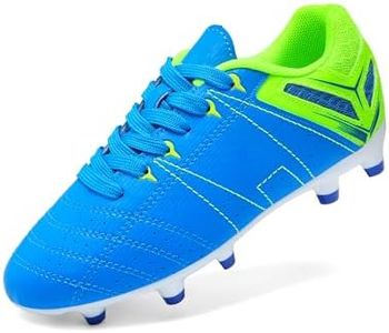 DREAM PAIRS Boys Girls Soccer Football Cleats Shoes for Little Kid/Big Kid,Size 10 Toddler,Royal/Lemon/Green,160471-K