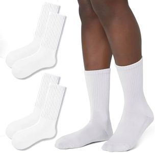 Women Crew Socks Retro Slouch Socks For Women Solid Casual Ribbed Crew Socks Pack of 5, White-2pack