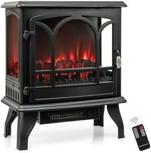 ORALNER Electric Fireplace Heater 23-Inch, Freestanding Fireplace Stove w/Realistic Flame Effect, Remote & 6H Timer, Overheat Protection, Portable Fireplace for Living Room, Bedroom, 1400W, Black
