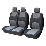 TOYOUN Van Seat Covers Two-tone Universal Fit Most Vans Trucks Lorry Front Seat Covers Single & Double Car Seat Covers for Single Driver and Double Passenger Seat 2+1 seat Covers, Black&Grey