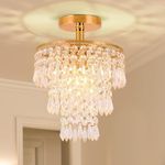 ELEPHANTBOAT® Mini Size Crystal Chandelier Light Fixture 11.4 Inches 3-Tiers Luxury Raindrop Crystal Chandelier Modern Ceiling Light No Bulb Chandelier Light Fixture for Living Room, Hallway, Bathroom