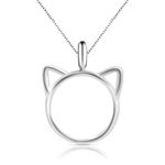 ALLY-MAGIC Silver Cat kitty Necklace Cat Pendant Necklace with White Message Card Gift for Women and Sisters Y4-2205-08 (B)