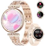 Smart Watches for Women, 1.19" AMOLED Always-on Display Diamond Smart Watch with Bluetooth Call, Blood Pressure/SpO2/Heart Rate Monitor, 121 Sports Modes, IP68 Waterproof Smartwatch for Android iOS