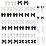 DAZAIGE 100 Pack Bow Nail Charms Delicate Resin Bowknot Nail Art Stud Ornaments for Home Salon Women Girls Acrylic False Nails Jewelry Beauty Artificial Manicure Tips Decor Nail Accessories, Mixed