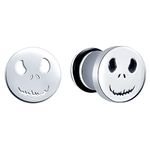 MicVivien Halloween Skull Earrings for Men Women Stainless Steel Round Screw Stud Earrings Piercing Jewellery 16G Fakeplugs Cheater Guage Earrings Punk Gothic