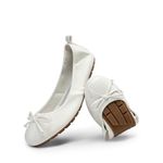 DREAM PAIRS Women's Flats, Foldable Ballet Flats for Women, Bowknot Round Toe Comfort Light Weight Slip-On Dress Shoes,Size 8,White,SDFA2409W