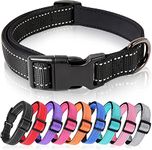 HEELE Dog Collar, Reflective Dog Collar, Soft Neoprene Padded Breathable Nylon Pet Collar Adjustable for Medium Dogs, Black, M(34-52cm)