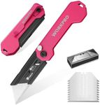 WORKPRO 2PCS EDC Folding Utility Knife, Mini Box Cutter with Quick Open Axis Lock, Quick Change Blade Razor Knife, Foldable Small Pocket Knife with Belt Clip, 2 Packs with 10 Extra Blades