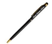 Ddark Personalised Pen With Stylus With Name Engraved (Black Gold) Pack Of1 (Free Mobile Holder)Smartphone