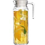 KELVEE 1100ML Sophisticated Glass Water jug with Lid, for Juice Water iced Tea Pitcher Tea Carafe hot Glass Pitcher