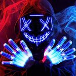 JOYIN Halloween Led Mask Light Up Scary Mask and Gloves for Cosplay Costume (Blue), 3 Modes Glow in The Dark Mask for Boys Girls