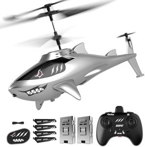 DEERC RC Helicopter for Kids, Remote Control Helicopter, Unique Design Shark Toy Helicopter with 26 Mins Flight (2 Batteries), LED Lights, Altitude Hold, Birthday Idea for Boys 8-12