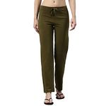 Enamor Women's Slim fit Lounge Pants (E014_Army Green_XL)