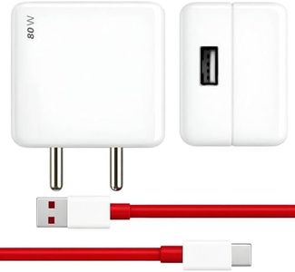 80W USB-A to Type-C Fast Charger & Cable Compatible with Oneplus/Oppo/Xiaomi/Realme/Samsung/Nothing/Poco/Motorola & Other Type C Devices