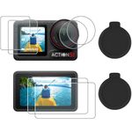 Amazear Lens Screen Protector for DJI Osmo Action 5 Pro Accessories (2Sets-8Pack), Action5 Pro Camera Tempered Glass Screen Protector with Silicone Lens Cap, Scratch Resistant, Bubble-Free