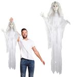 Animatronic Hanging Shaking Bride 120cm 47" Halloween Decoration - Red Light up Eyes & Sound Effects - Eerie Noises - Halloween Props - Pack of 2