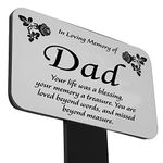 Eternally Yours Dad's Memorial Remembrance Plaque Stake, Rectangle Design, Silver Plaque