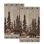 Brown Bear Hand Towels Forest Cabin Bath Fingertip Towels Set of 2 Soft Guest Face Towel Bathroom Decoration Thin Kitchen Tea Dish Towels