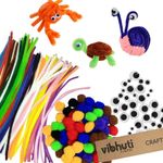 IEIDidactics Vibhuti Crafts Bundle (50 pcs Pipe Cleaners, 50 pcs Pompom, 50 pcs Googly Eye)- Creative Supplies for DIY Projects and Art Activities