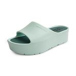 Lemon Jelly Women's Platform Sandals - Cute Water-Friendly Comfort Wedges for the Beach or Casual Wear - Super Lightweight Slip-On Flip Flops for Ladies - Versatile, Chunky Summer Slides - Aqua Green