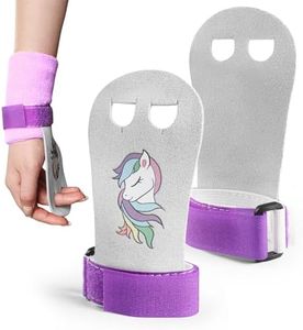 BRAMASOLE Gymnastics Hand Grips Wristbands Sets 1 Pair for Girls Youth Kids, Gymnastic Bar Palm Protection & Wrist Support, Premium Accessory for Workout Exercise Sports (Pony, Medium)