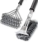 2 Pack BBQ Grill Brush, 18 inch BBQ Accessories, BBQ Cleaning Brush Safe Bristle Free BBQ Brush,100% Rust-Proof Stainless Steel- BBQ Grill Cleaner for Gas, Charcoal, Smoker, Porcelain, Infrared Grill