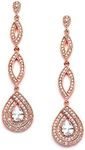 Mariell Micro-Pave Rose Gold CZ Art Deco Dangle Chandelier Wedding Earrings - Blush Jewelry for Brides