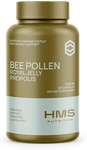 HMS Nutrition Premium Bee Pollen Daily Dietary Supplement - Includes Propolis & Royal Jelly - 3250mg Non-GMO, 120 Vegetarian Capsules - 30 Day Supply