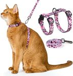 Cat Harness and Leash Set - Escape Proof Adjustable Cat Harness, Comfortable Soft Lightweight, Use Safe & Easy, Walking Travel Kitten Harness for Small Medium Large Cats (Pink)