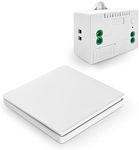 DieseRC Wireless Kinetic Light Switch Wall Panel RF Safety Switch and 10A Relay Receiver Controller with Fuse, No Wiring No Battery Self-generating Switch (1 Receiver with 1 Switch)